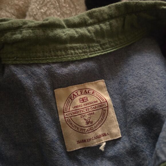 Fat Face UK Mens Green cotton linen short sleeve button down shirt M - Picture 4 of 4